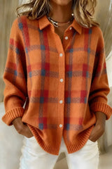 Megan | Plaid Button-Up Knit Cardigan for Women