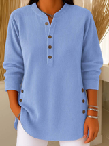 Button Henley Tunic for Women