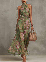 Livia | Elegant Floral Maxi Halter Dress