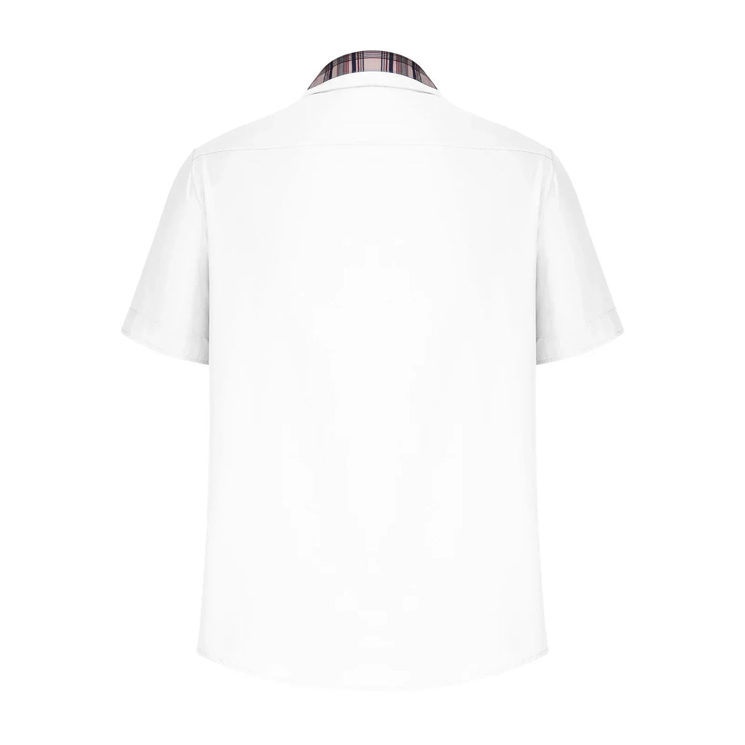 Men’s Summer Casual Shirt | Checked Trim, Short Sleeve