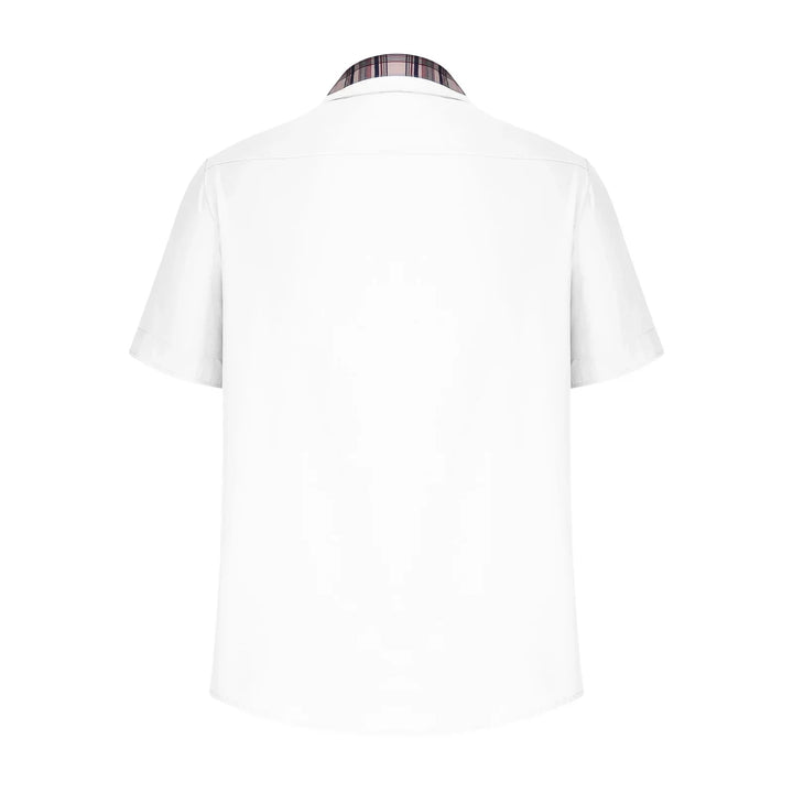 Men’s Summer Casual Shirt | Checked Trim, Short Sleeve