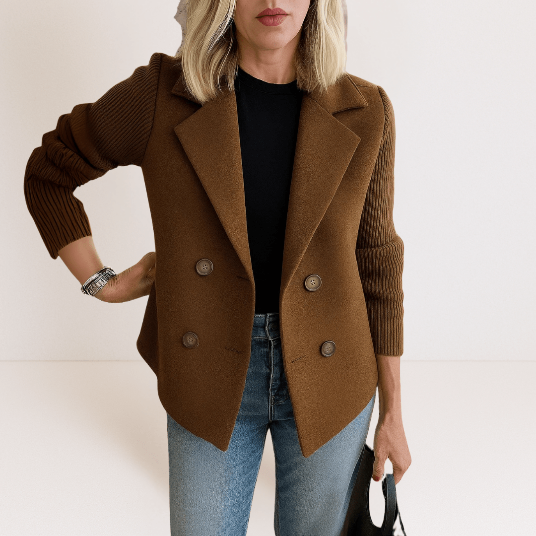 Feyrinna | Elegant Knit-sleeve Jacket
