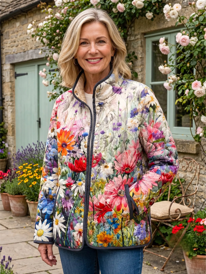 Kaia | Charming Vintage Floral Print Quilted Jacket