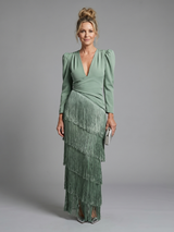 Samara | Long Sleeve Soft Fringe Skirt Midi Dress