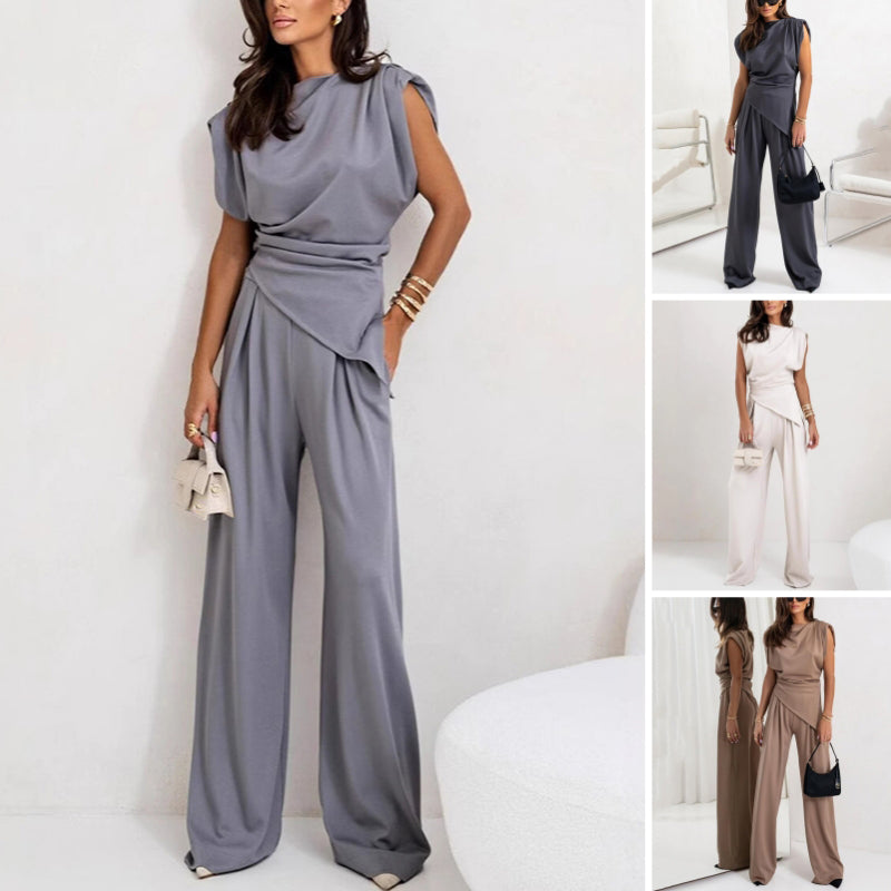 Sienna | Draped Top and Wide-Leg Trousers Two Piece Set