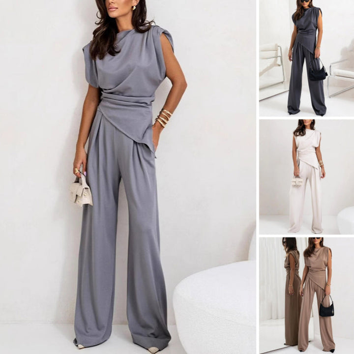 Sienna | Draped Top and Wide-Leg Trousers Two Piece Set