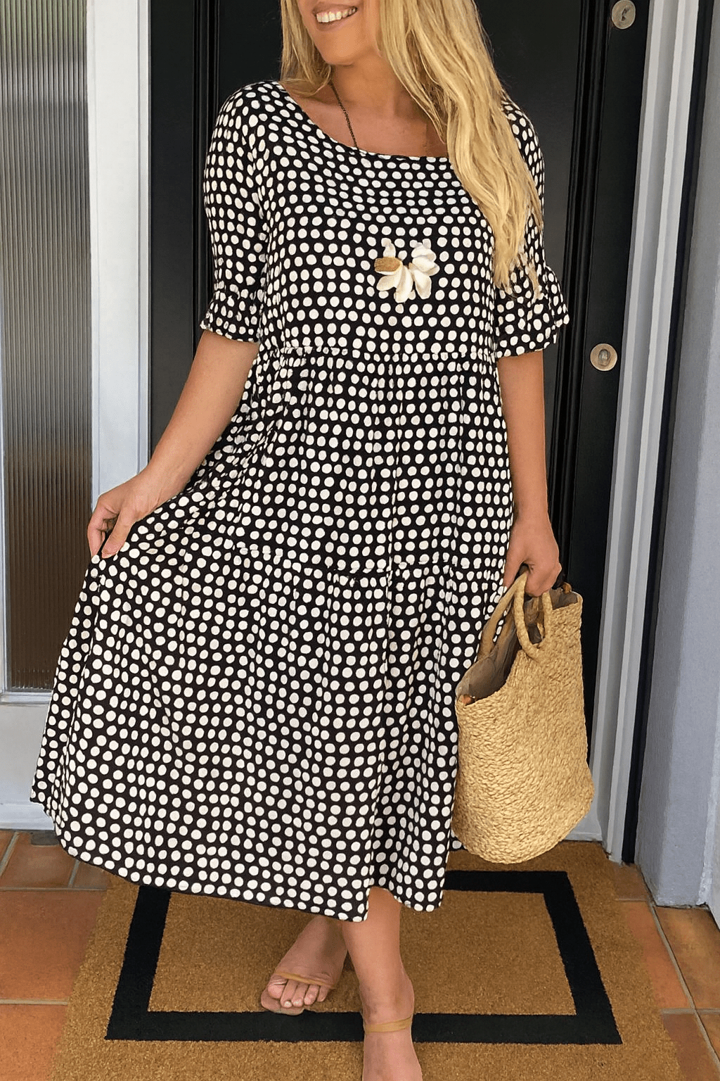IRIS™ | Sable Short-Sleeve Midi Dress