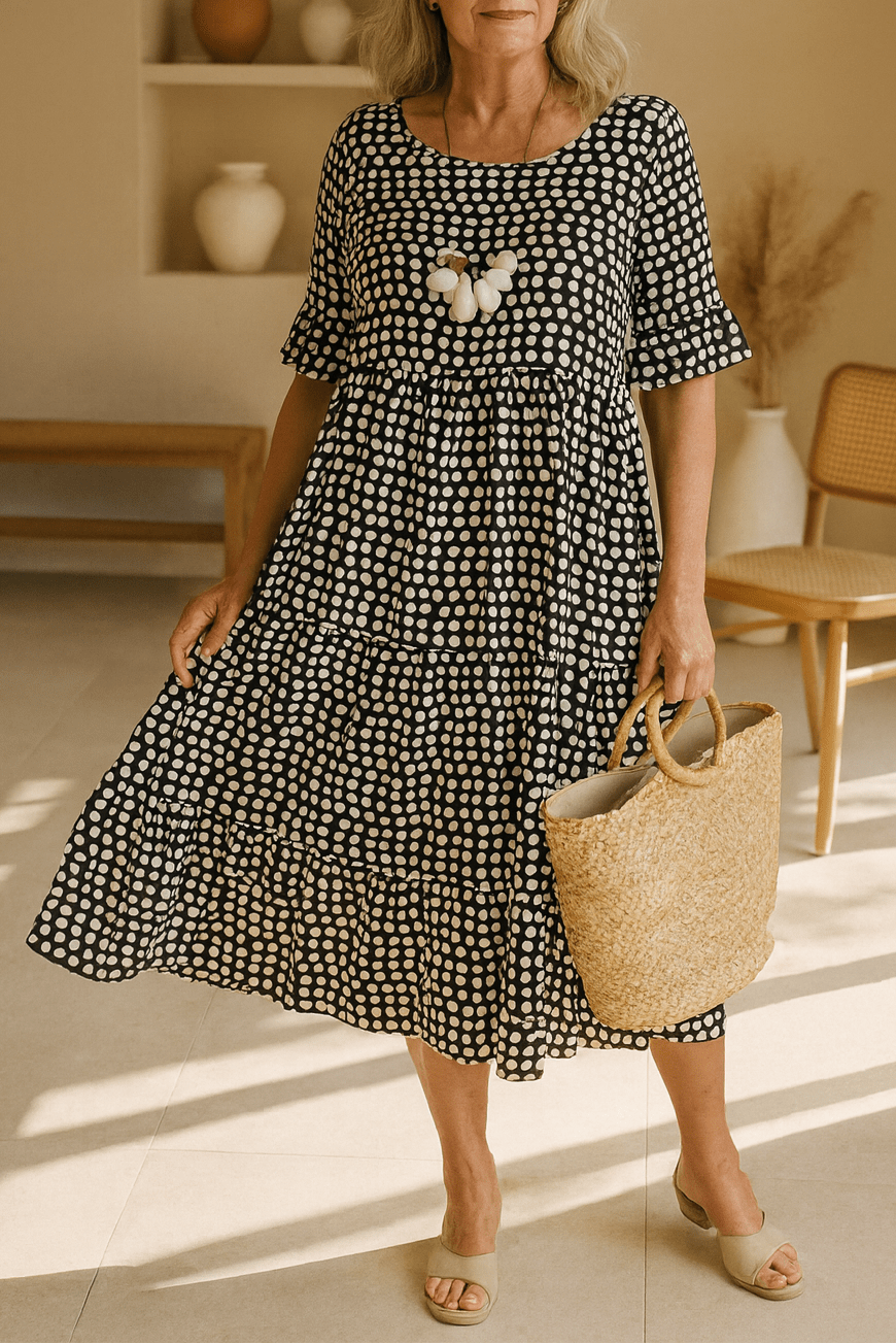 IRIS™ | Sable Short-Sleeve Midi Dress