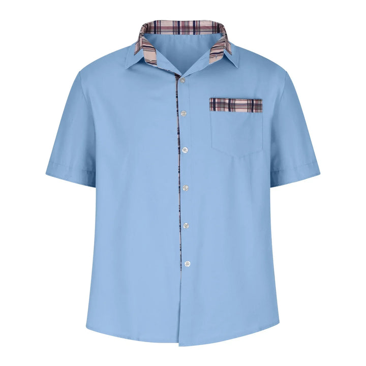 Men’s Summer Casual Shirt | Checked Trim, Short Sleeve