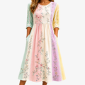 Pastel Garden Panel Pocket Midi Dress