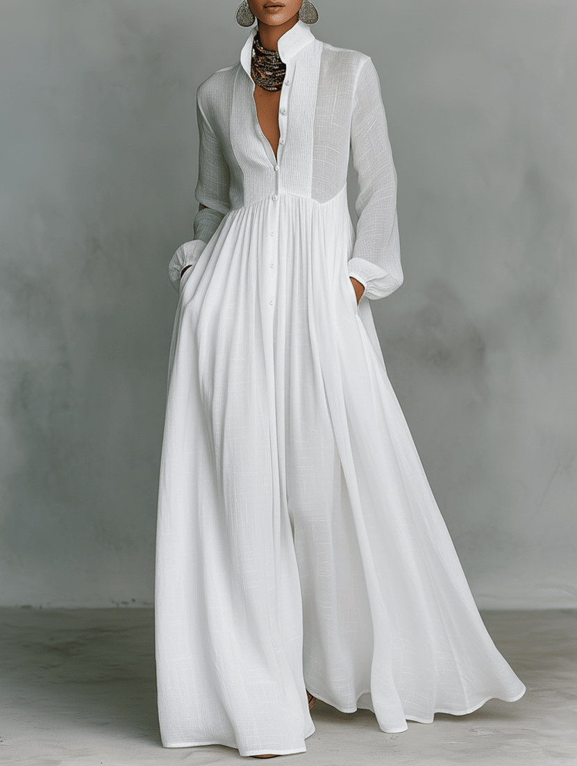 SERENA™ | Flowing Button-Front Maxi Dress