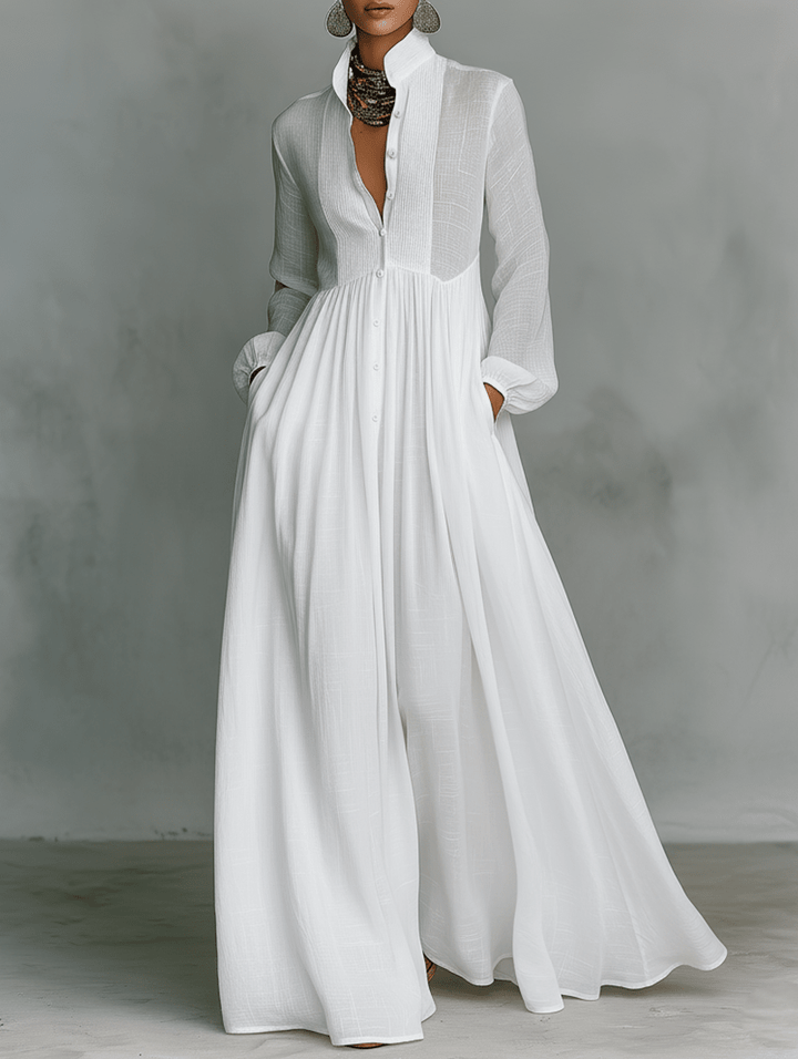 SERENA™ | Flowing Button-Front Maxi Dress