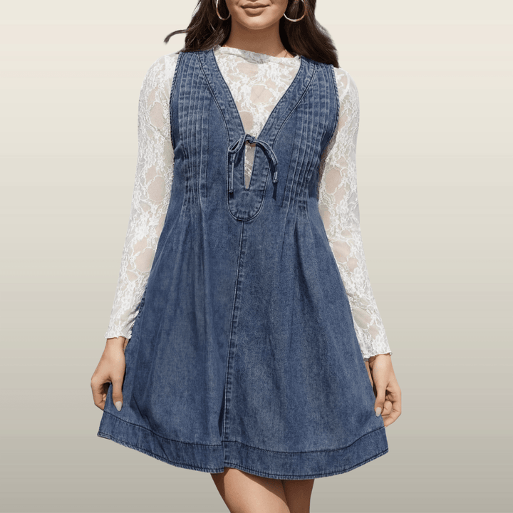 LAUREN™ – Vintage Inspired Sleeveless V Neck Mini Dress