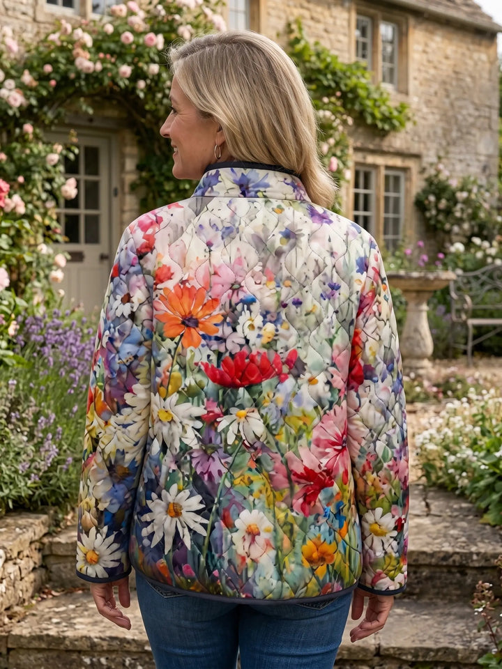 Kaia | Charming Vintage Floral Print Quilted Jacket
