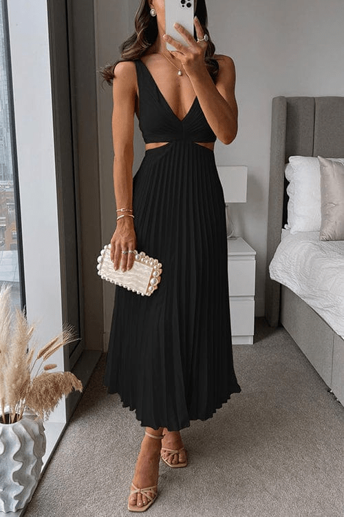 SANNE™ | Elegant Pleated Midi Dress
