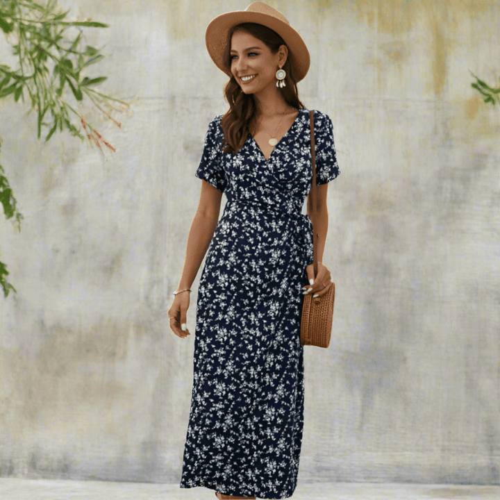 DALISAY™ -  Plus Size V-Neck Flounce Sleeve Summer Dress