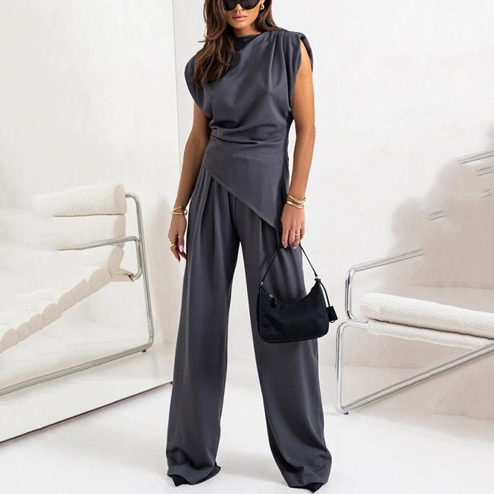 Sienna | Draped Top and Wide-Leg Trousers Two Piece Set