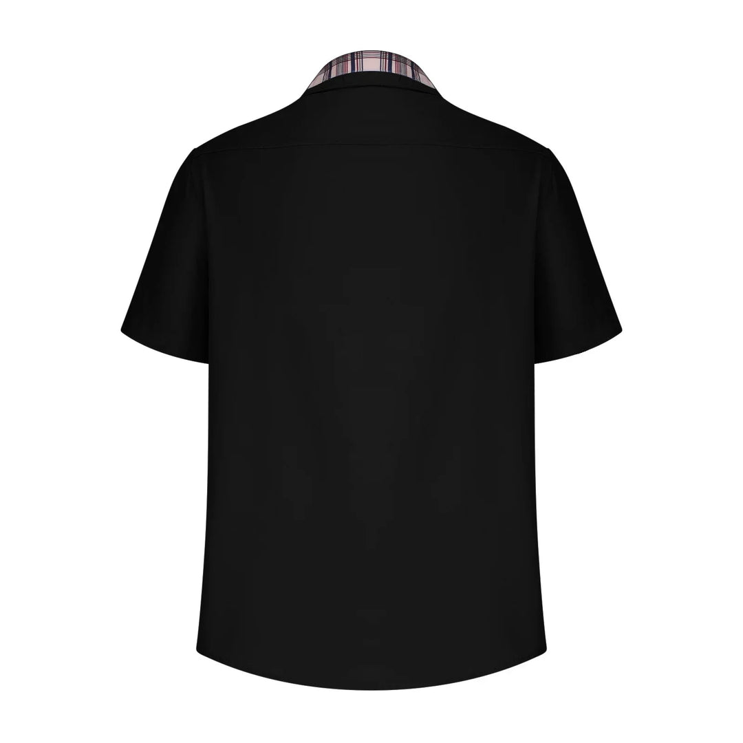 Men’s Summer Casual Shirt | Checked Trim, Short Sleeve