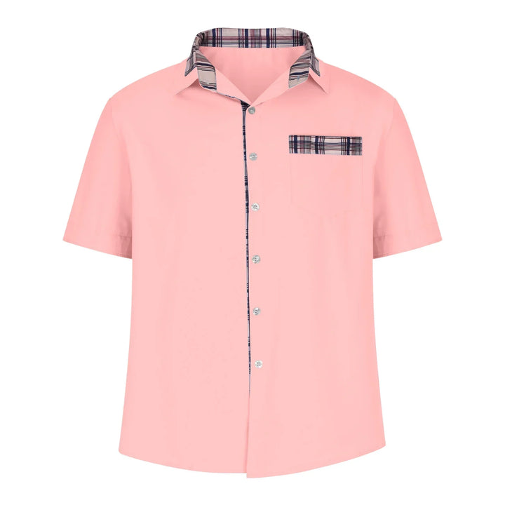 Men’s Summer Casual Shirt | Checked Trim, Short Sleeve
