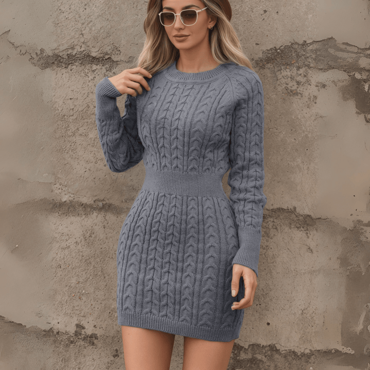 PINTI™ - Elegant Plain Round Neck Bodycon Mini Dress