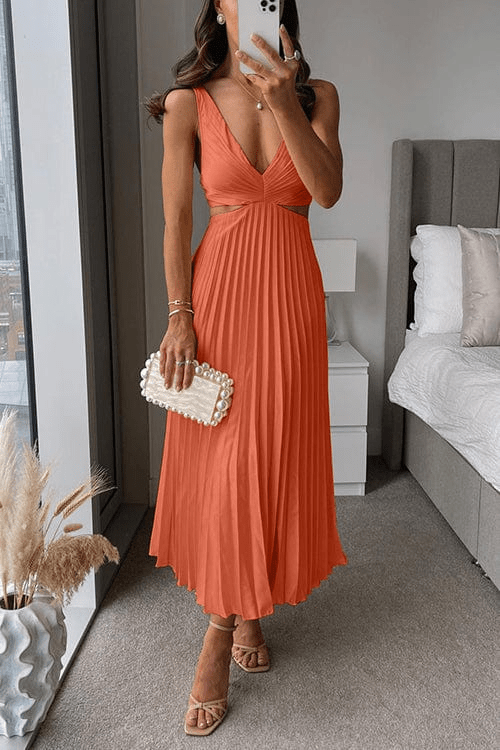 SANNE™ | Elegant Pleated Midi Dress