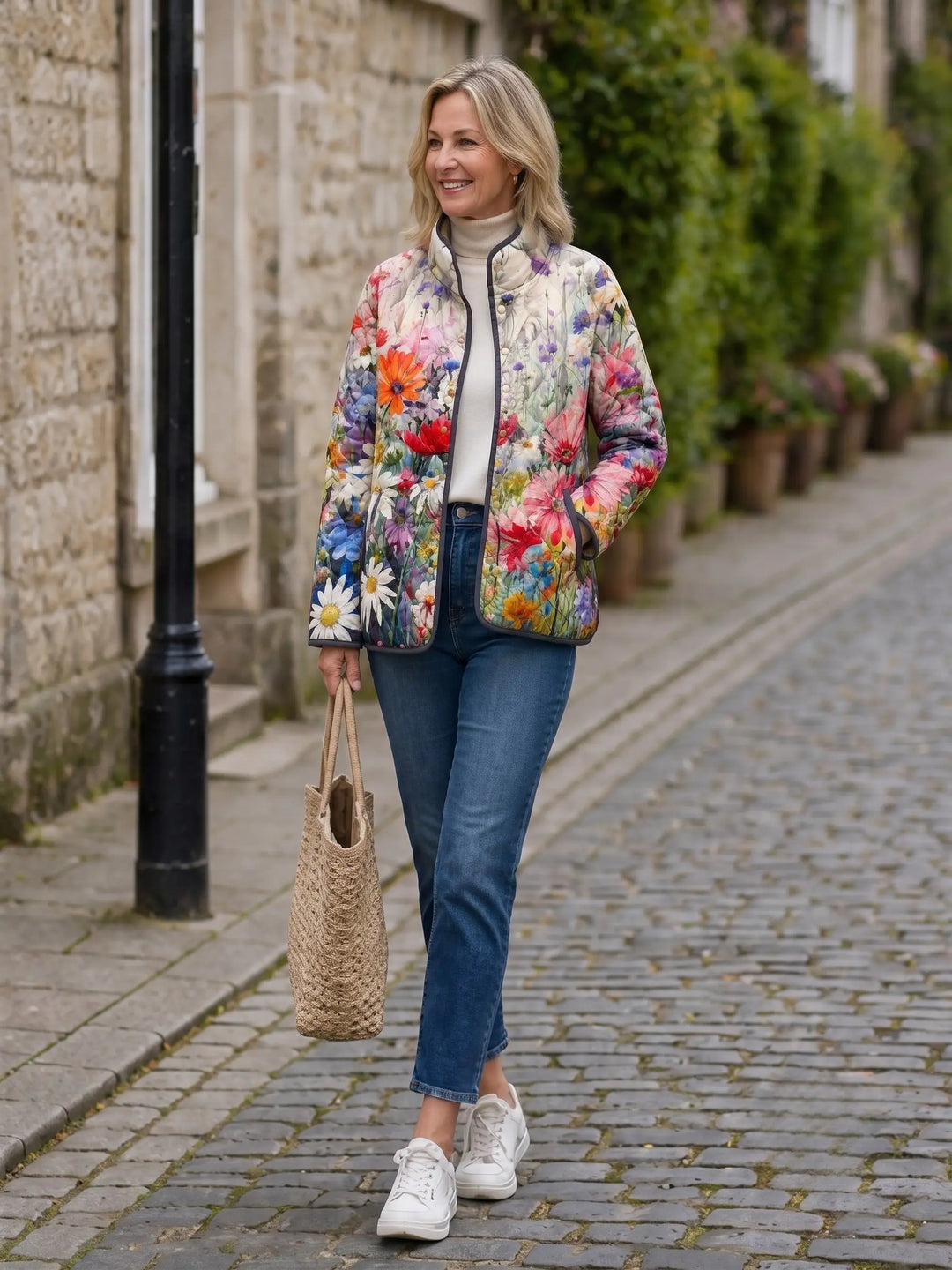 Kaia | Charming Vintage Floral Print Quilted Jacket