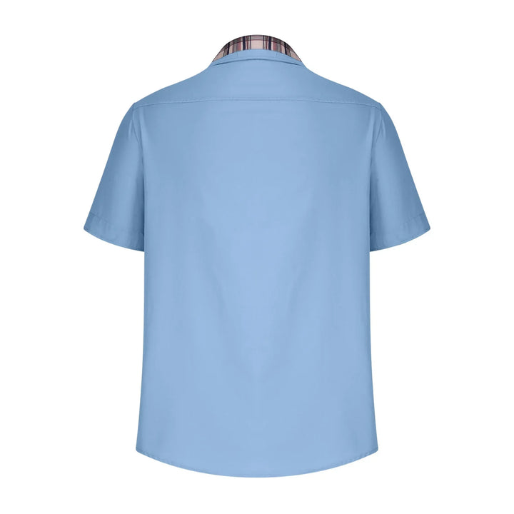 Men’s Summer Casual Shirt | Checked Trim, Short Sleeve