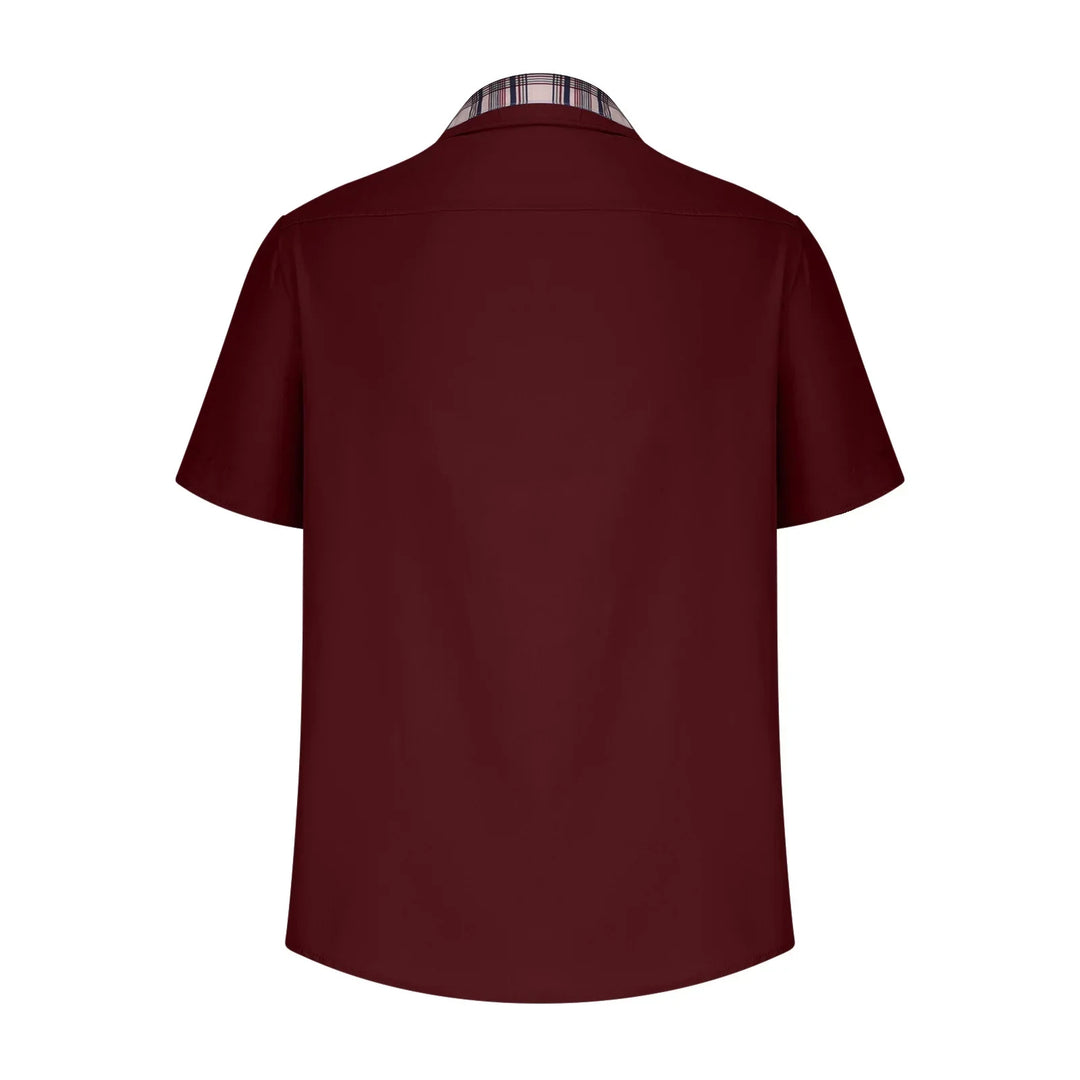 Men’s Summer Casual Shirt | Checked Trim, Short Sleeve