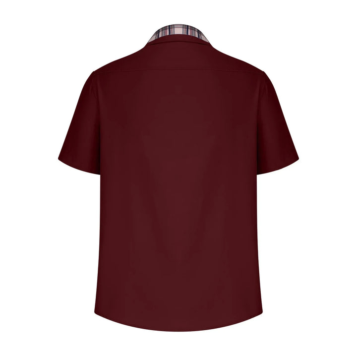 Men’s Summer Casual Shirt | Checked Trim, Short Sleeve