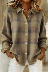 Taylor | Cosy Checked Knit Cardigan for Women