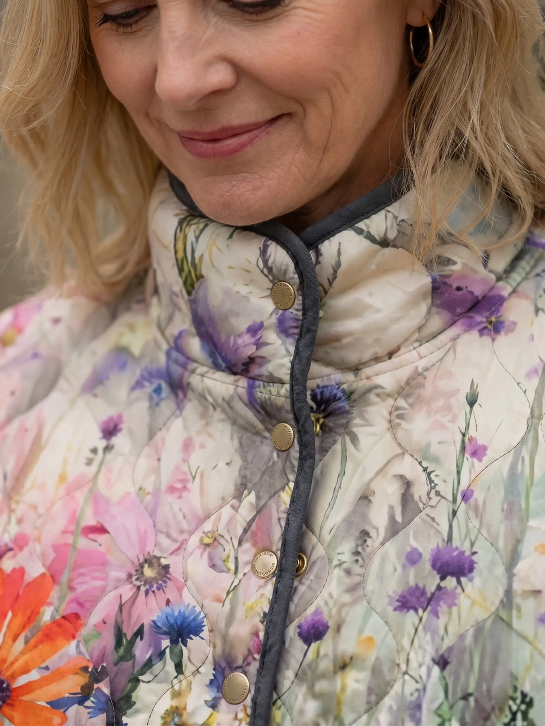 Kaia | Charming Vintage Floral Print Quilted Jacket