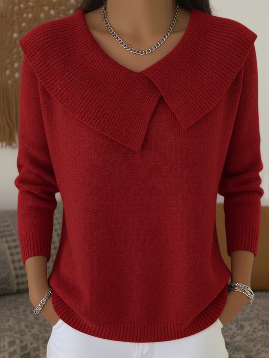 Warm Jumper with Soft Collar for Women