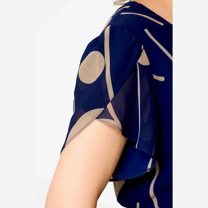 Ivy | Navy Spot Print Midi Dress