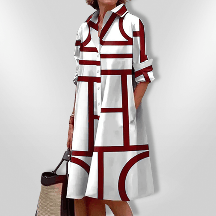 CHEZKA™ - Elegant Geometric Midi Dress