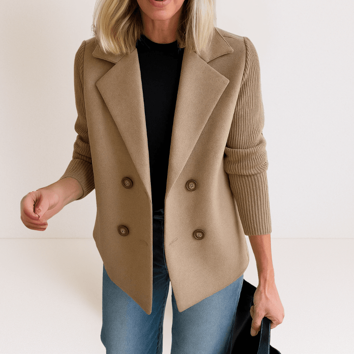 Feyrinna | Elegant Knit-sleeve Jacket