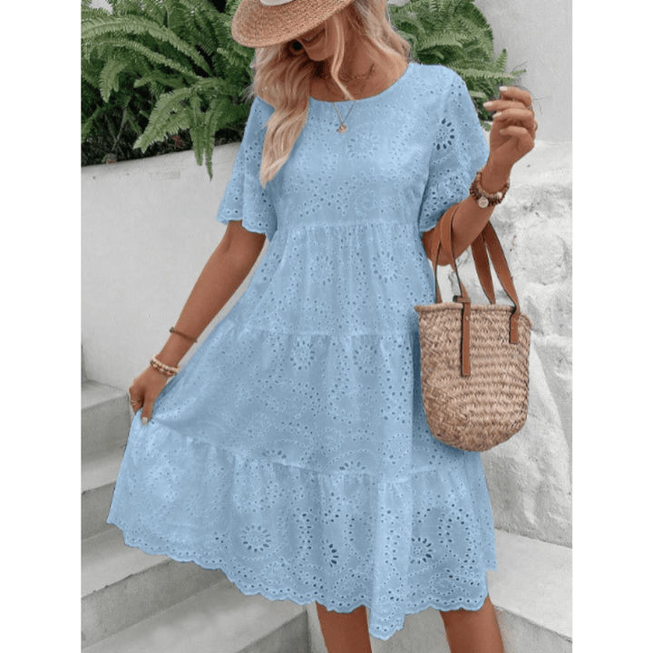 RAEMI™ – Elegant Round Neck Boho Summer Dress