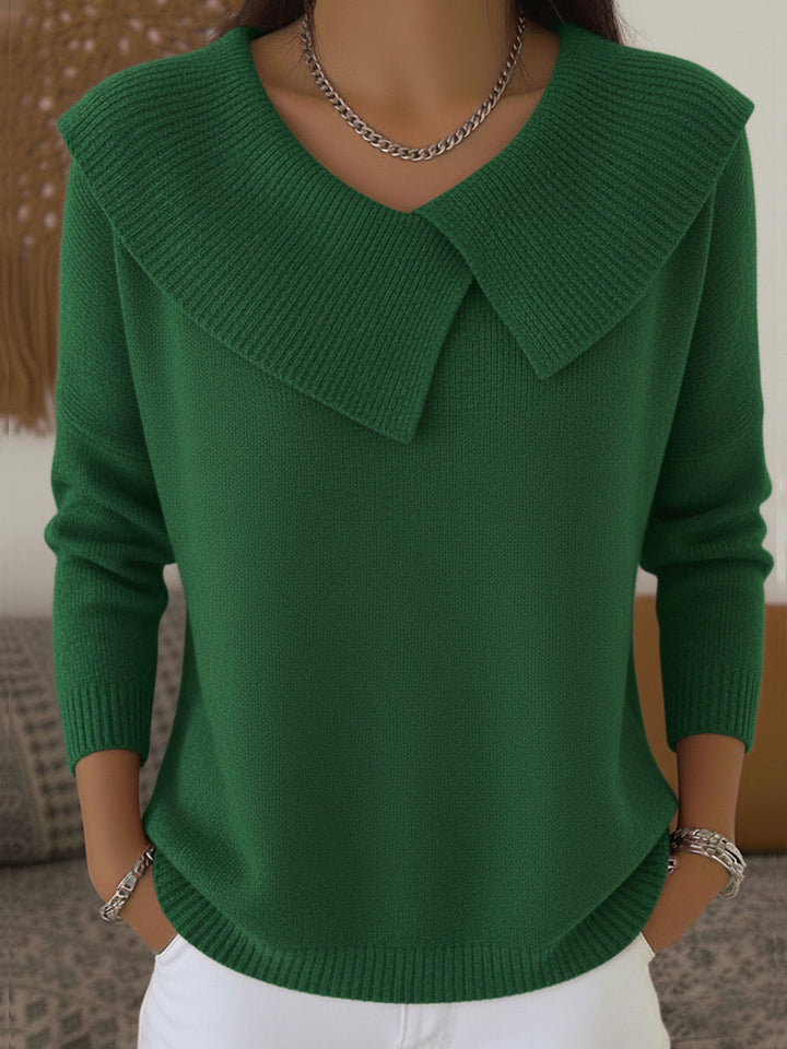 Warm Jumper with Soft Collar for Women