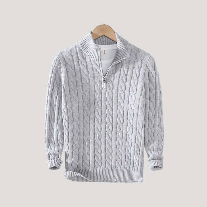 Becket | Half zip wool cable knit jumper