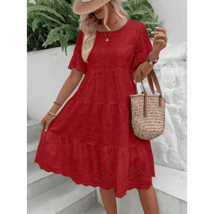 RAEMI™ – Elegant Round Neck Boho Summer Dress