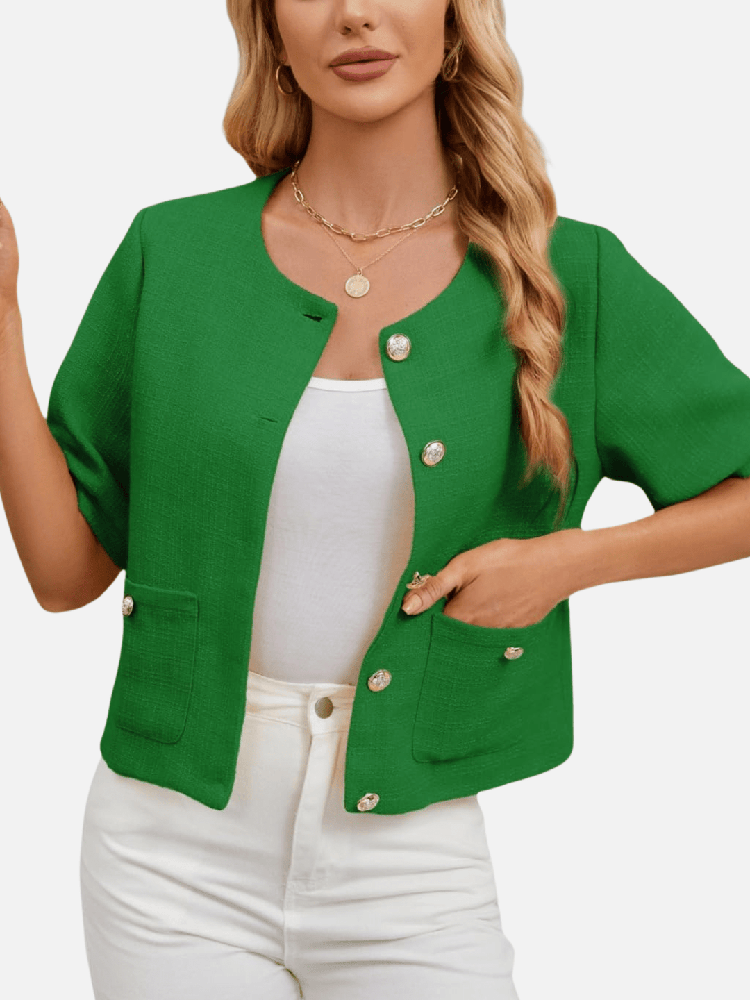 Vivian | Cropped Tweed Blazer Jacket