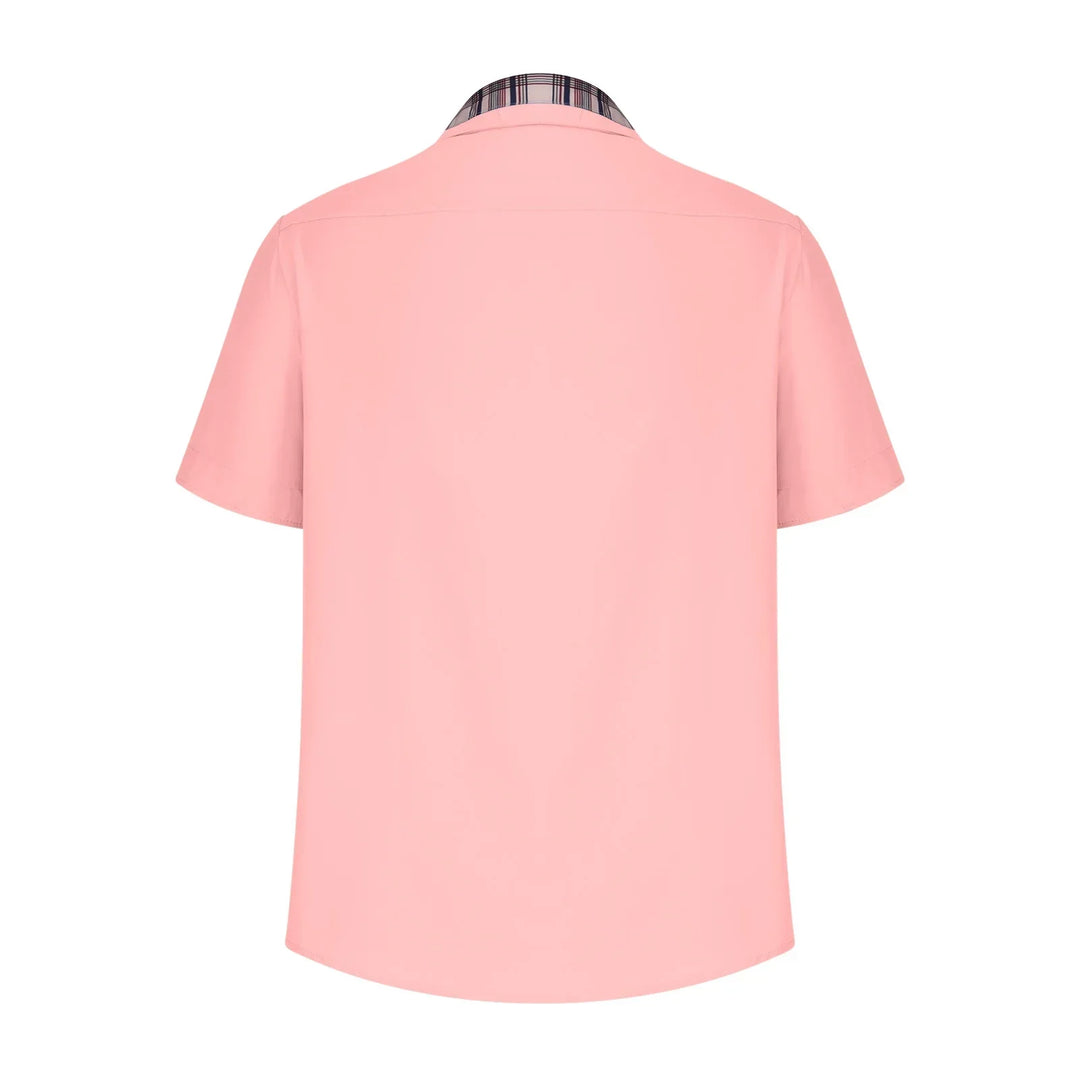 Men’s Summer Casual Shirt | Checked Trim, Short Sleeve