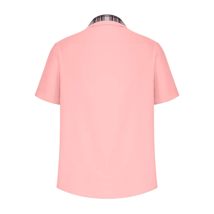 Men’s Summer Casual Shirt | Checked Trim, Short Sleeve