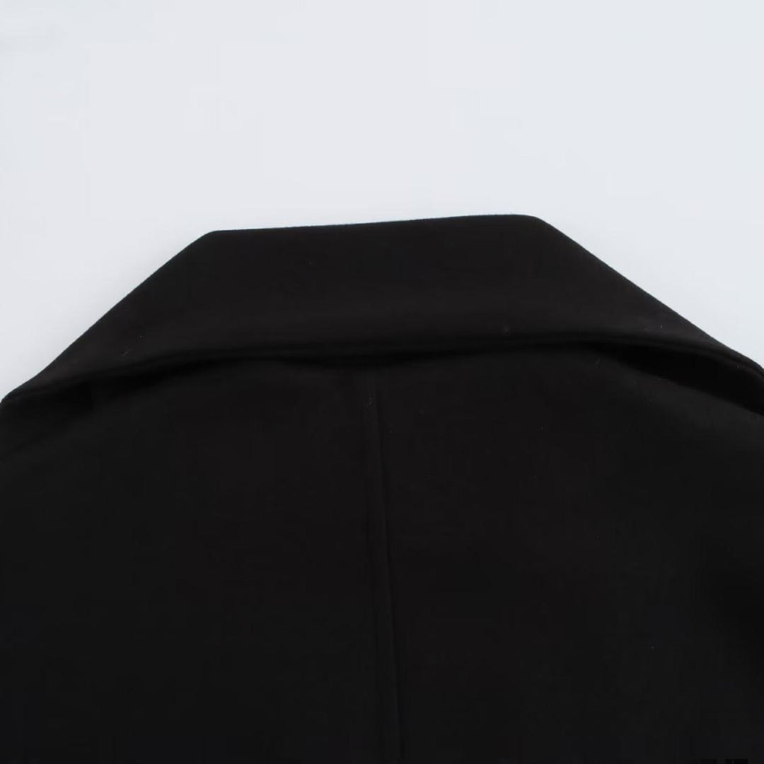 Elegant Blended Textile Scarf Overcoat Coat