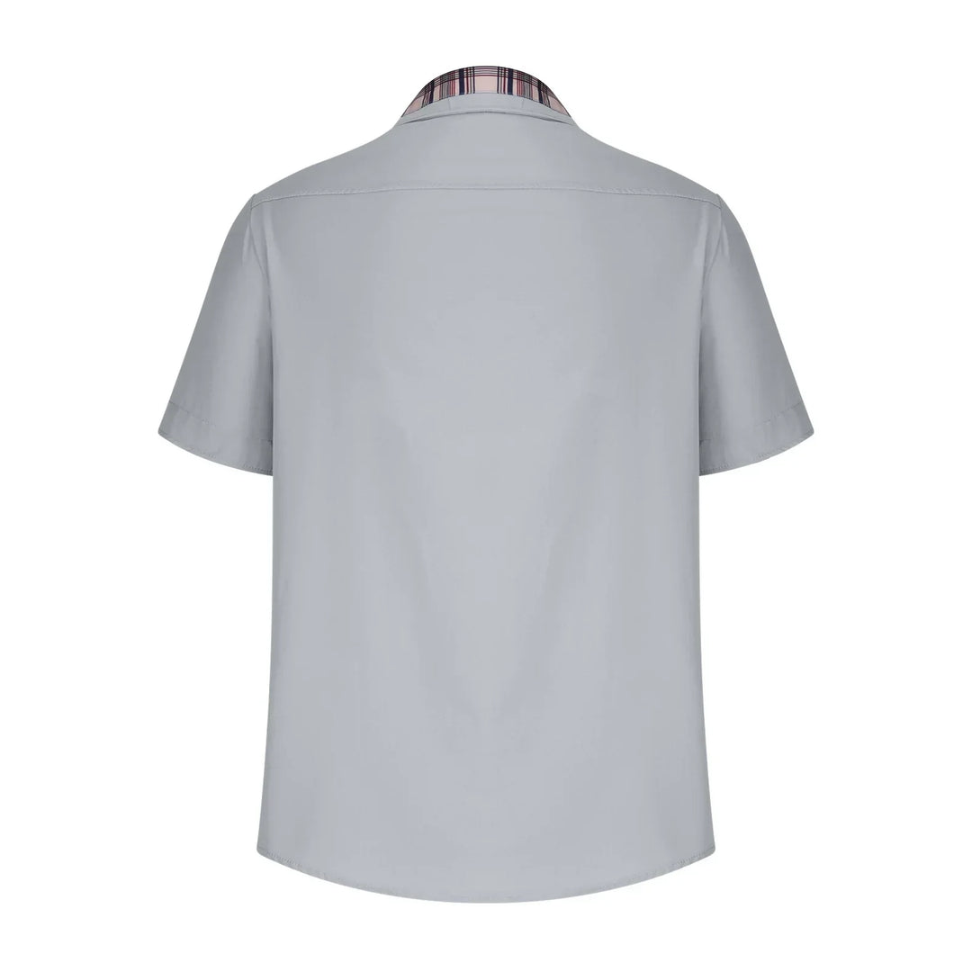 Men’s Summer Casual Shirt | Checked Trim, Short Sleeve