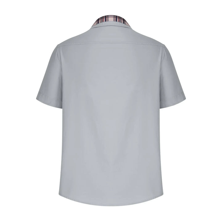 Men’s Summer Casual Shirt | Checked Trim, Short Sleeve