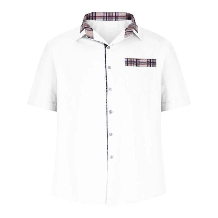 Men’s Summer Casual Shirt | Checked Trim, Short Sleeve