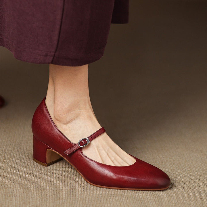 Corinne Leather Round-Toe Mary Jane