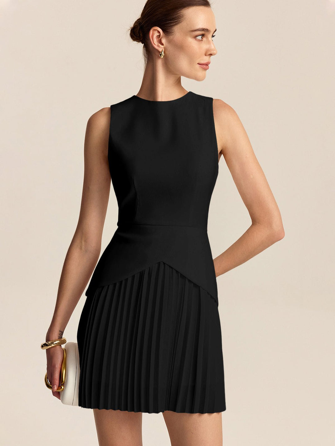 Pleated Hem Mini Dress