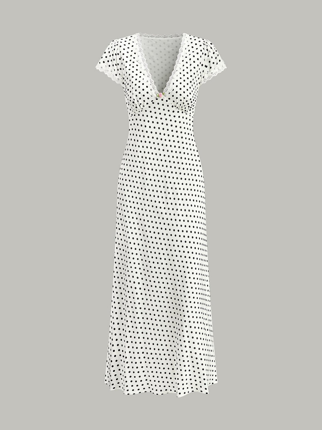 Polka Dot Lace-Trim Dress