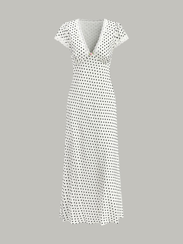 Polka Dot Lace-Trim Dress